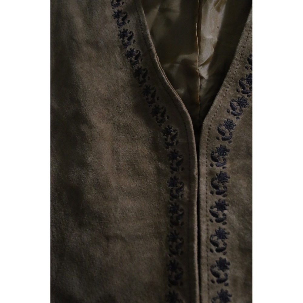 Outbrook Vintage Spice Brown Leather Suede Embroidered Vest XL NBV03203 - Picture 3 of 6